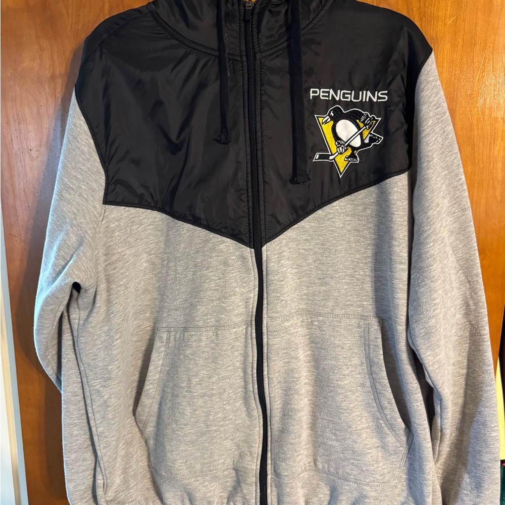 Penguins Gray and Black Men's Jacket